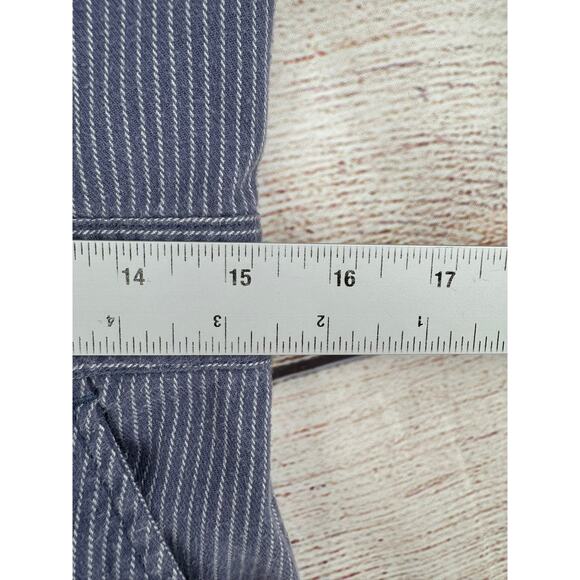 Brixton Hickory Striped Coveralls Jumpsuit Womens XS Blue White Button Front - Picture 12 of 14